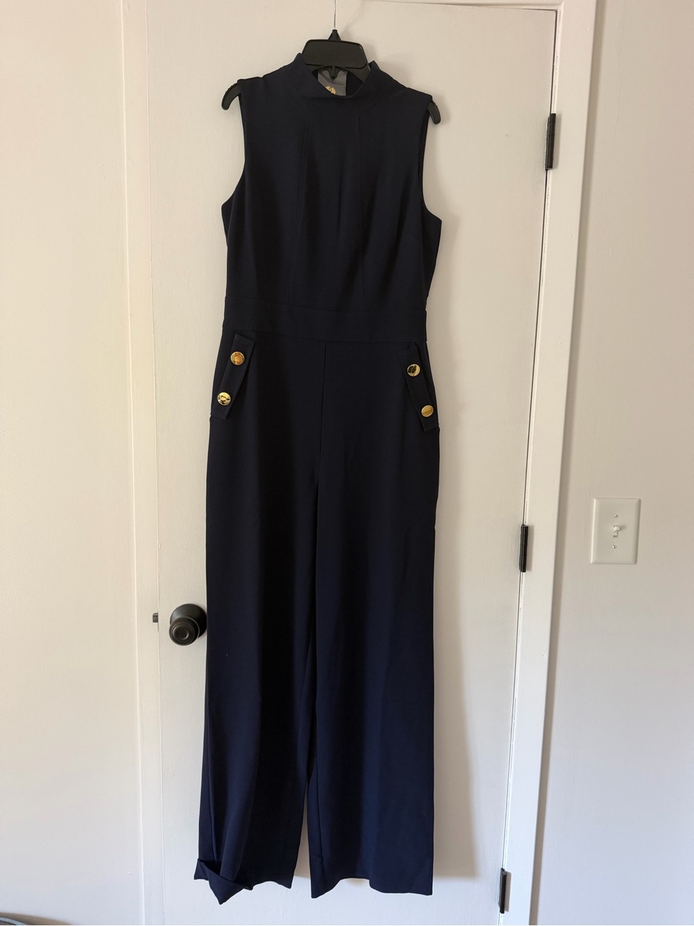 Sleeveless Jumpsuit with Gold Buttons